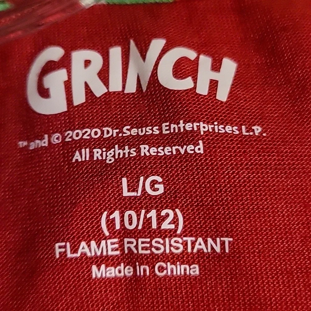 Dr. Seuss Red and Green Grinch Kids Pajama Top